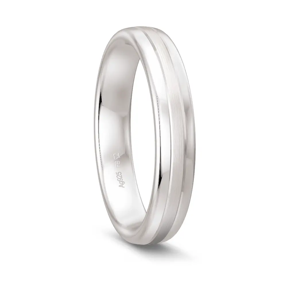 Silber 925 Ehering mit matter Mitte