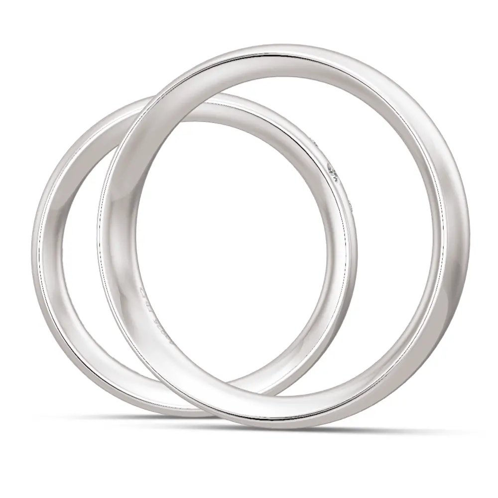 Eheringe aus glänzendem Silber 925 mit 5 Labor Diamanten seitlich