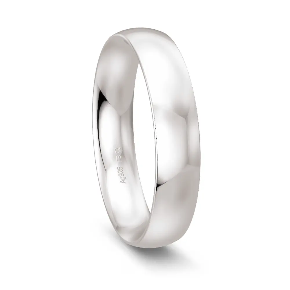 Ehering aus glänzendem Silber 925 gerundet