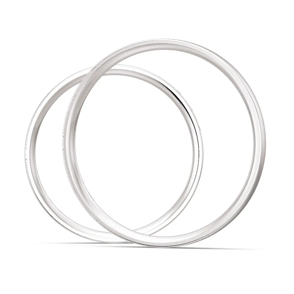 Silber Eheringe poliert, schmal mit 3 Labor Diamanten seitlich