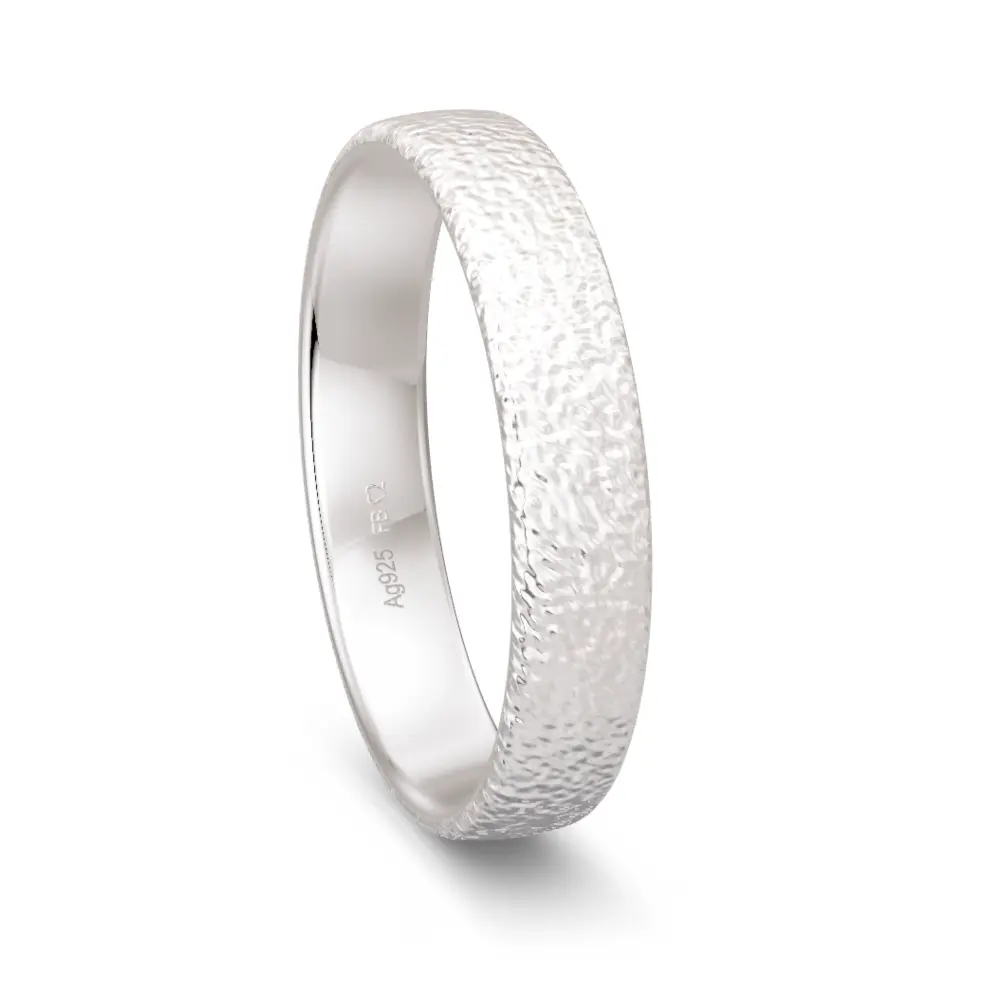 Ehering aus Silber 925 in strukturierter Oberfläche