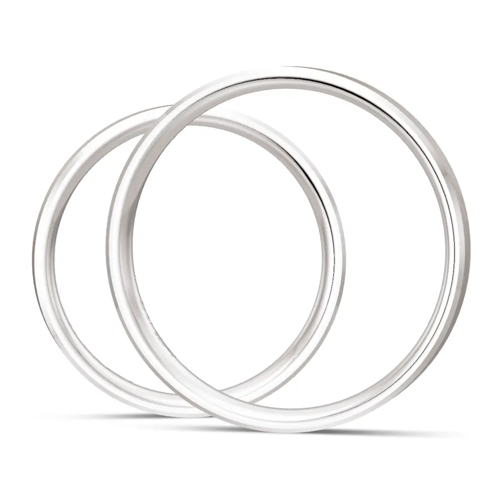 Silber 925 Trauringe mit Labor Diamant und flacher Außenform seitlich