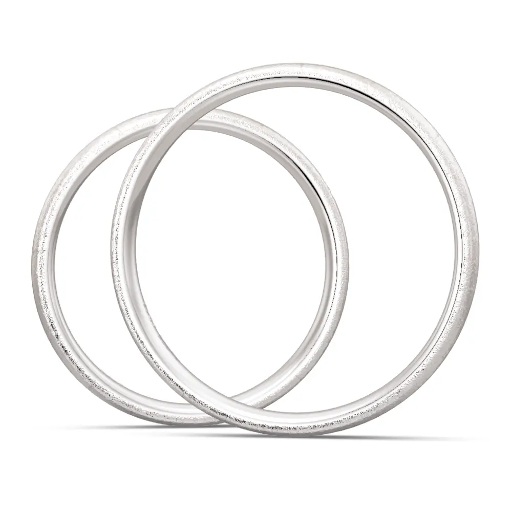 Silber 925 Trauringe mit Eismattierung und Labor Diamant seitlich