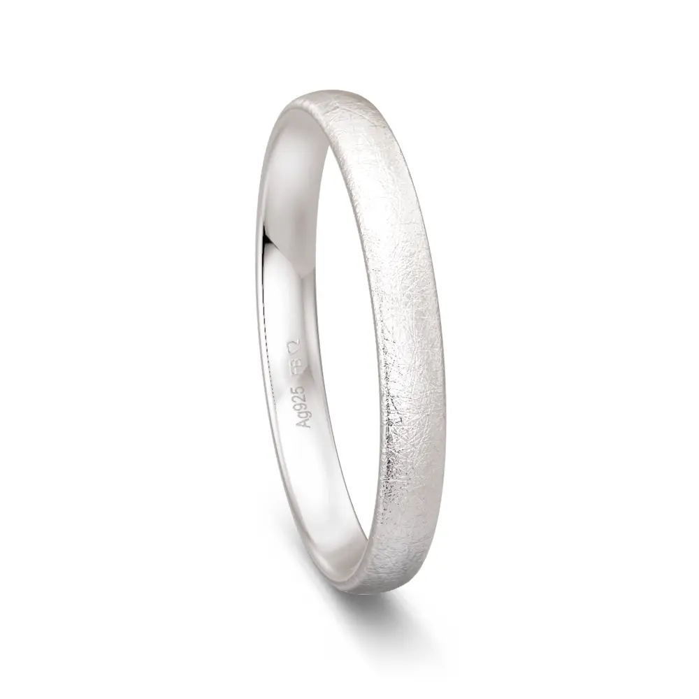 Silber 925 Trauring mit Eismattierung