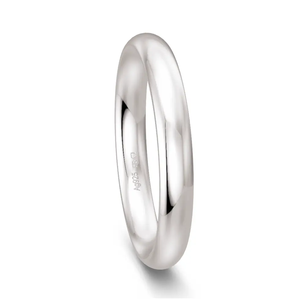 Ehering aus Silber in gerundeter Form
