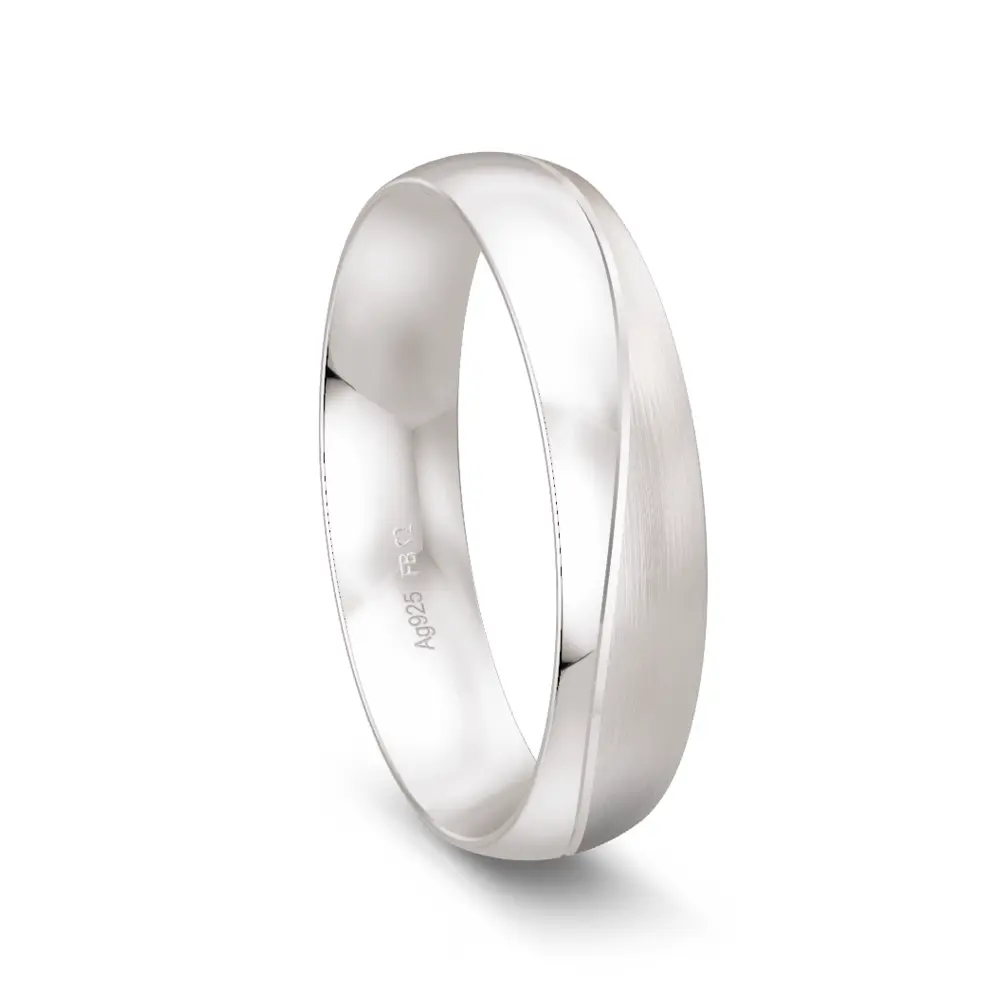 Ehering aus Silber 925 mit zwei Oberflächen