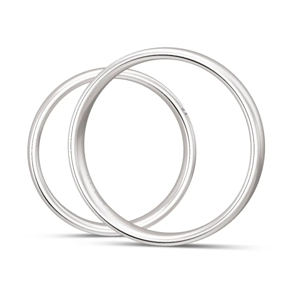 Silber 925 Eheringe mit 3 Diamanten und Polierung in 4 mm seitlich