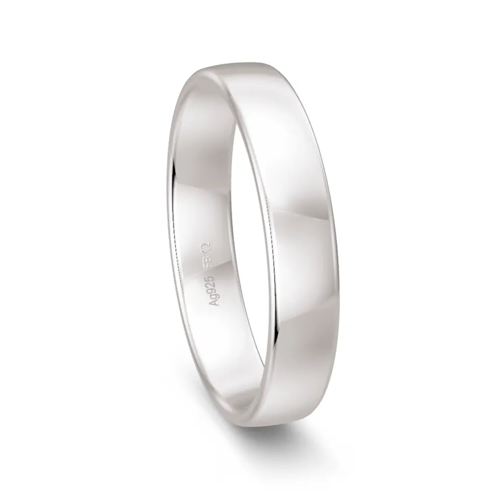 Polierter 925er Silber Trauring