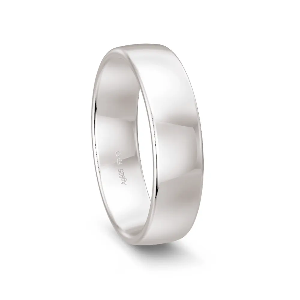 6 mm breiter polierter Silber 925 Ehering