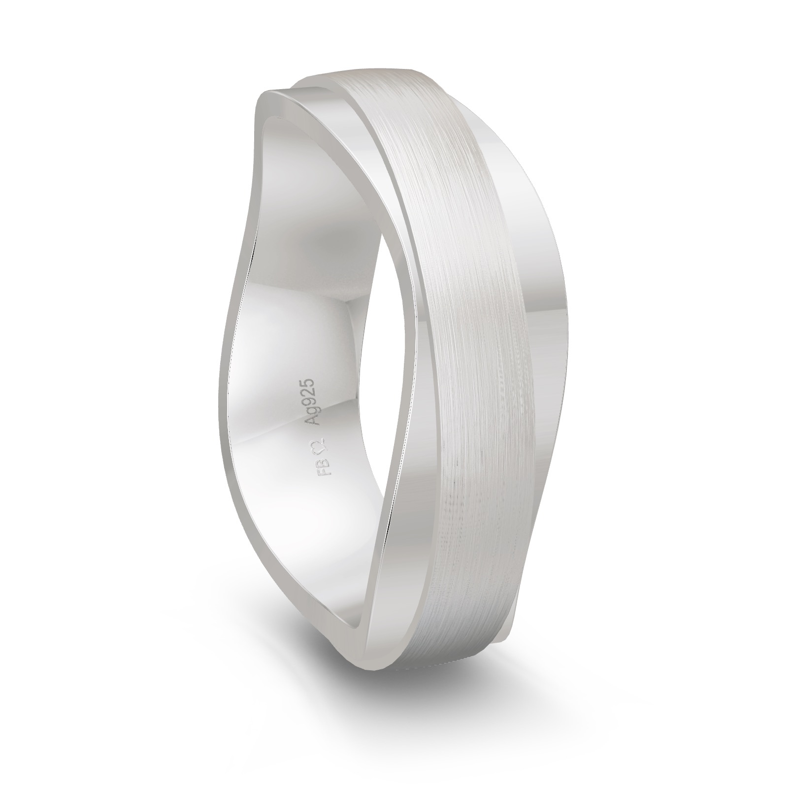 Trauring aus Silber 925 platiniert mit poliertem Rand
