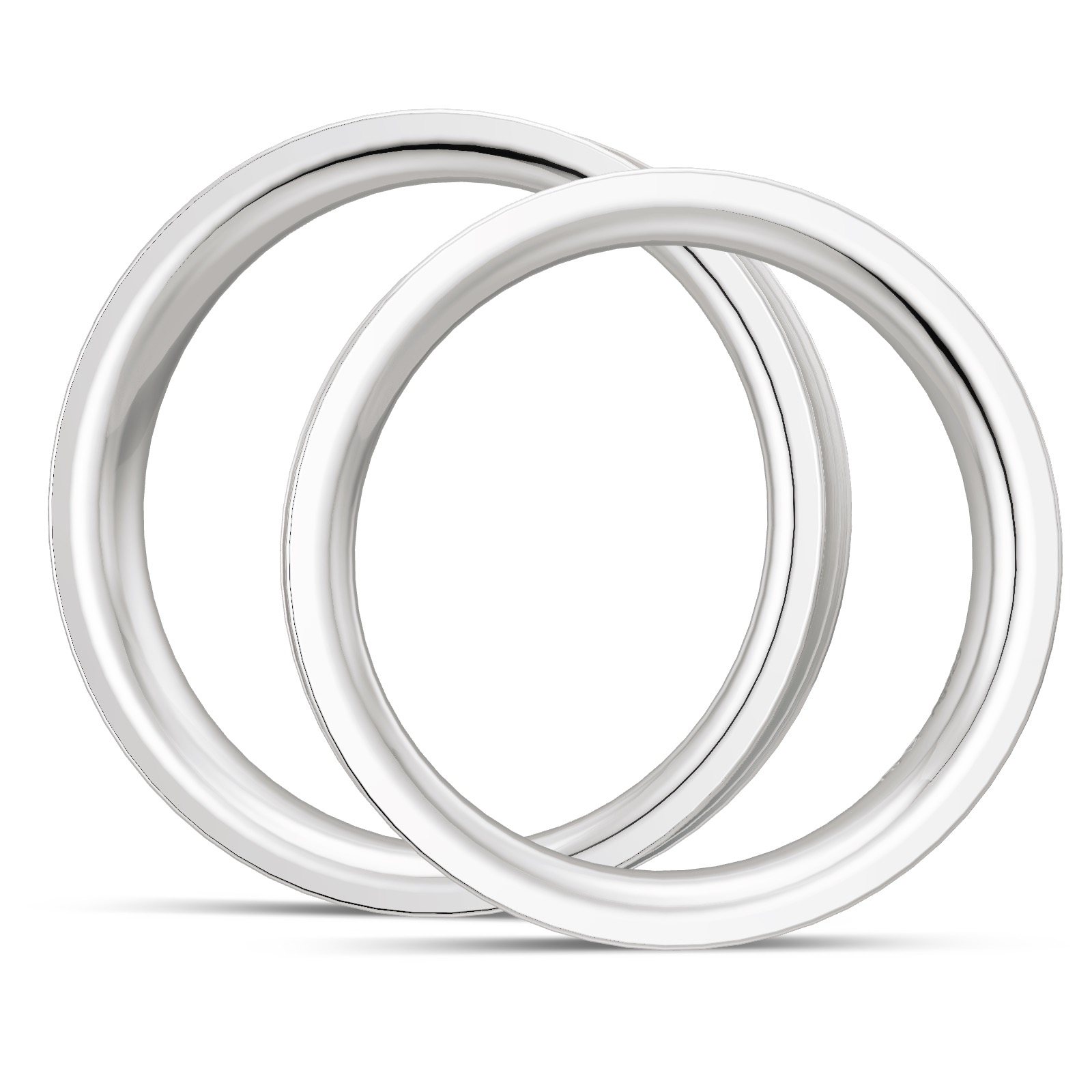 Eheringe aus platiniertem 925 Silber konkavförmig mit polierten Rillen und Diamanten in Seitenanicht