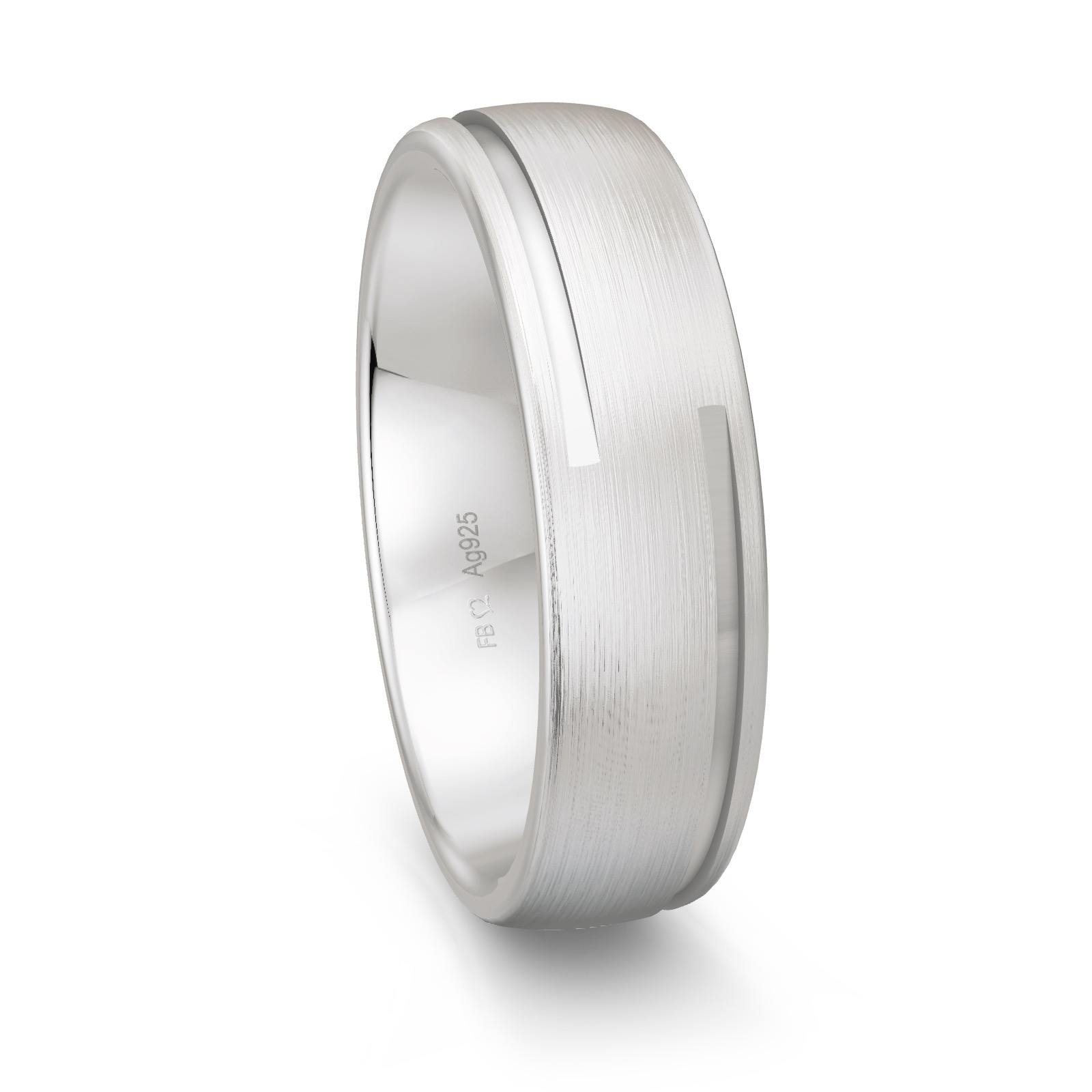 Ehering aus platiniertem Silber 925 mit Rillen