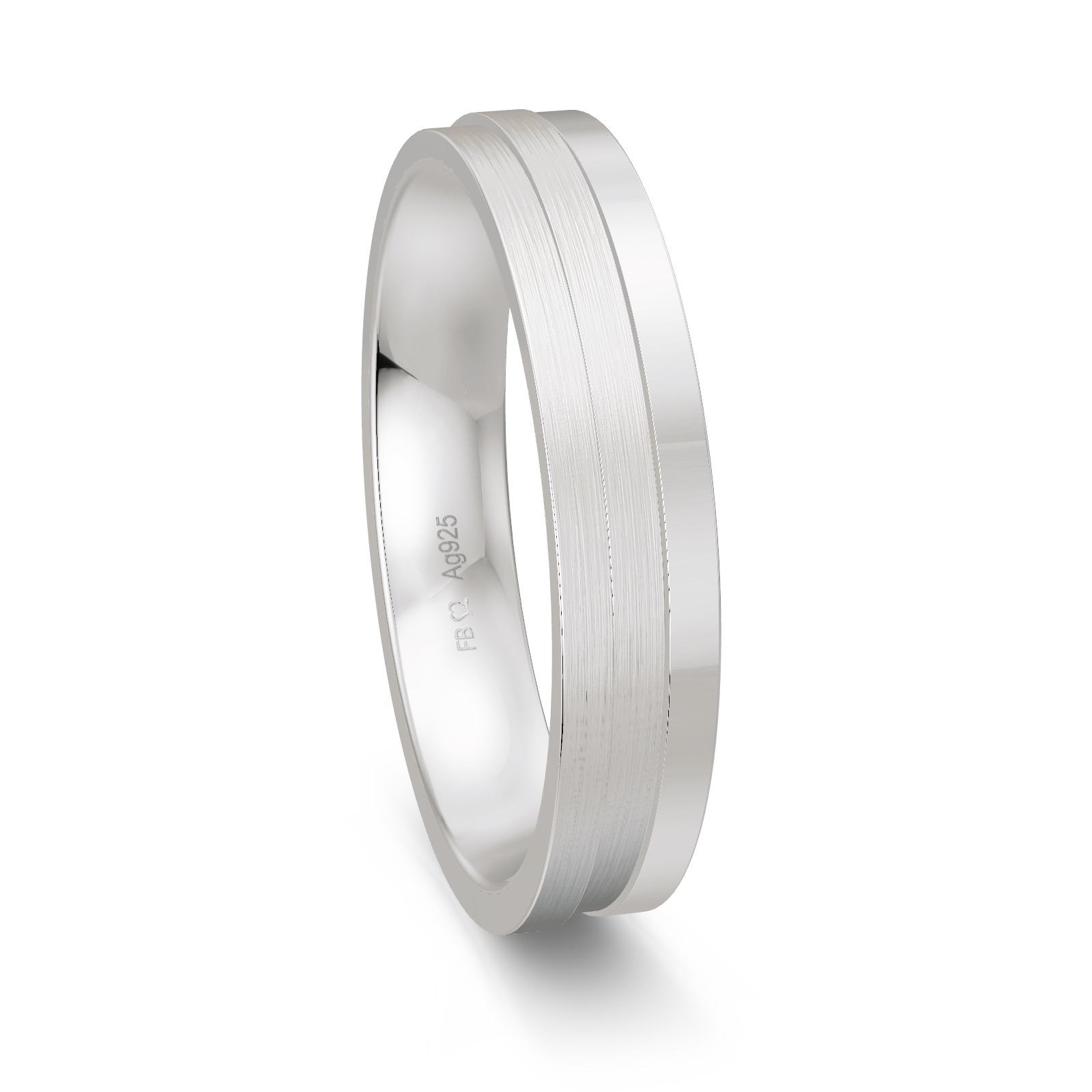 Trauring aus Silber 925 platiniert mit Streifenmuster