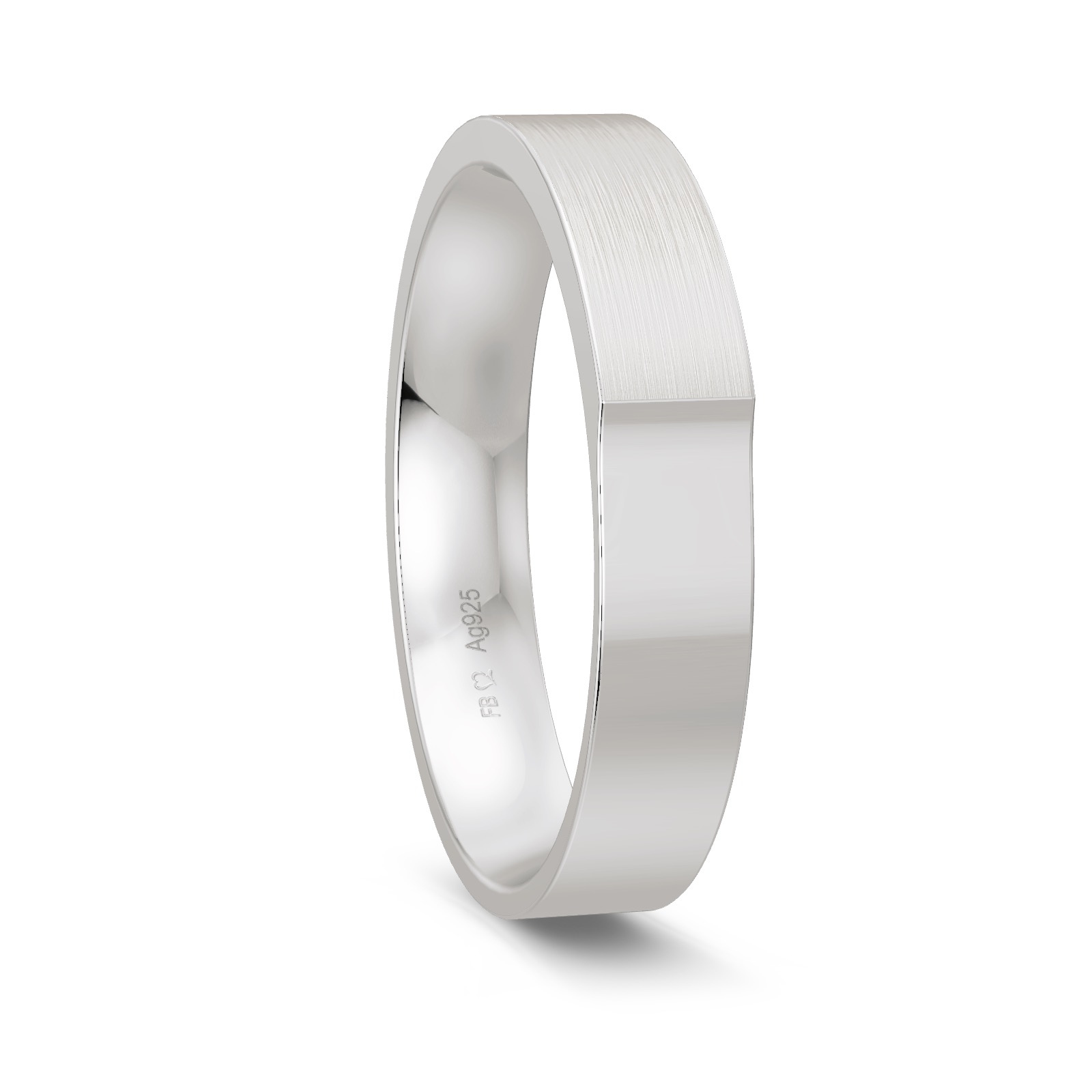 Trauring aus Silber platiniert 925 mit Knick