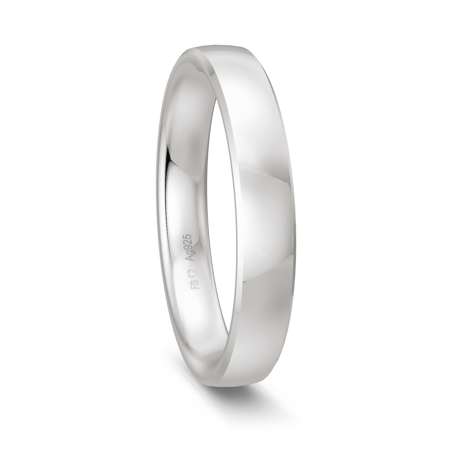 Ehering aus platiniertem 925 Silber poliert
