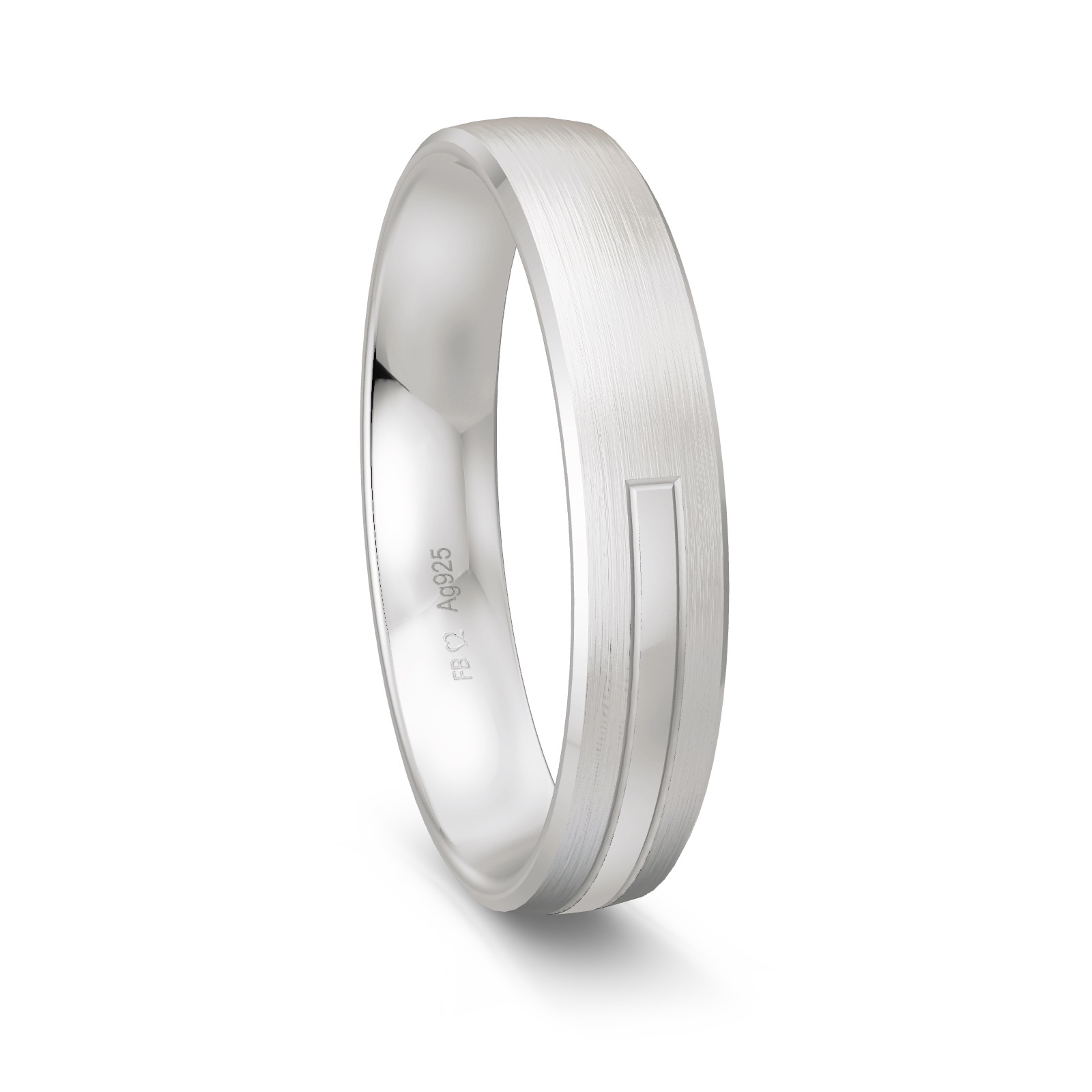 Ehering aus platiniertem Silber 925 mit Streifenmuster