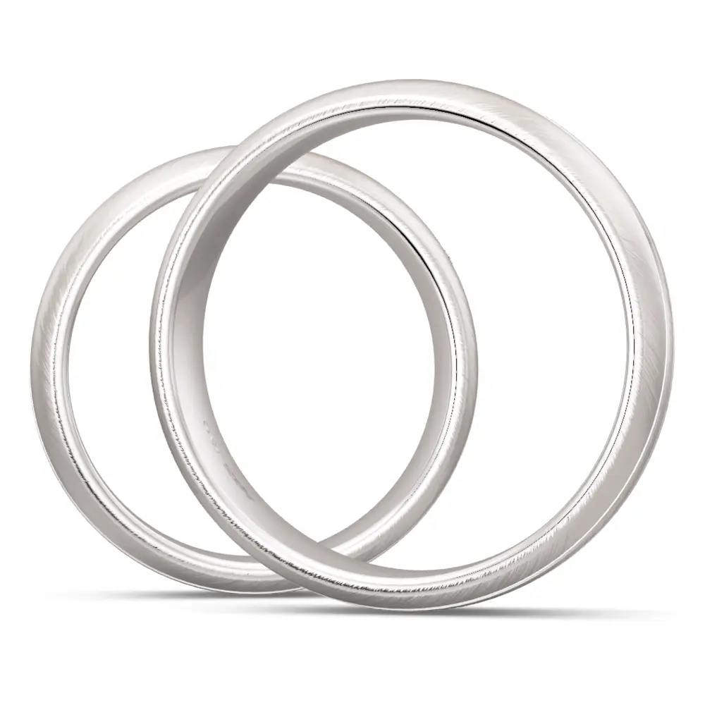 Quermatte Trauringe aus Silber 925 mit Labor Diamanten seitlich