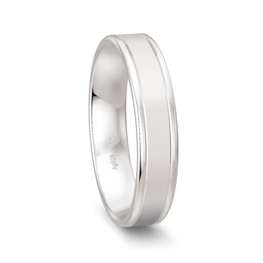 Sandmatter Trauring aus Silber 925