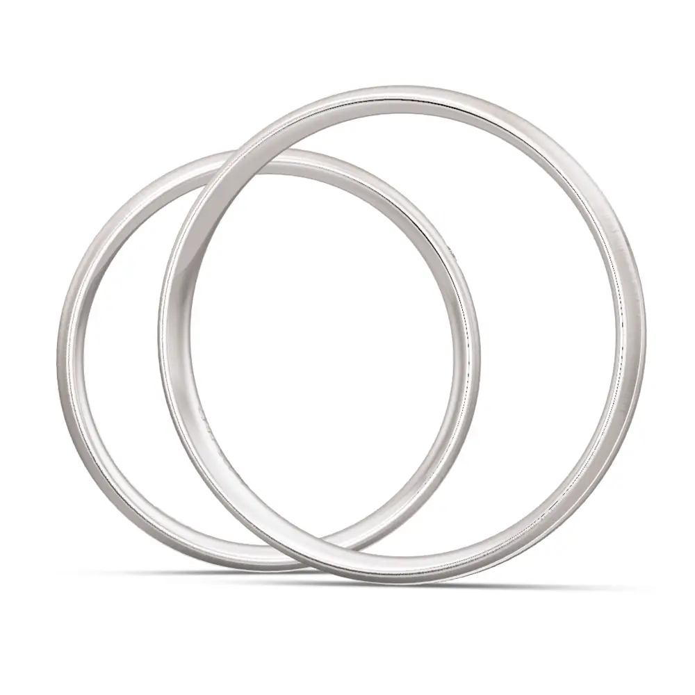 Quermatte Trauringe aus Silber 925 mit Labor Diamanten seitlich