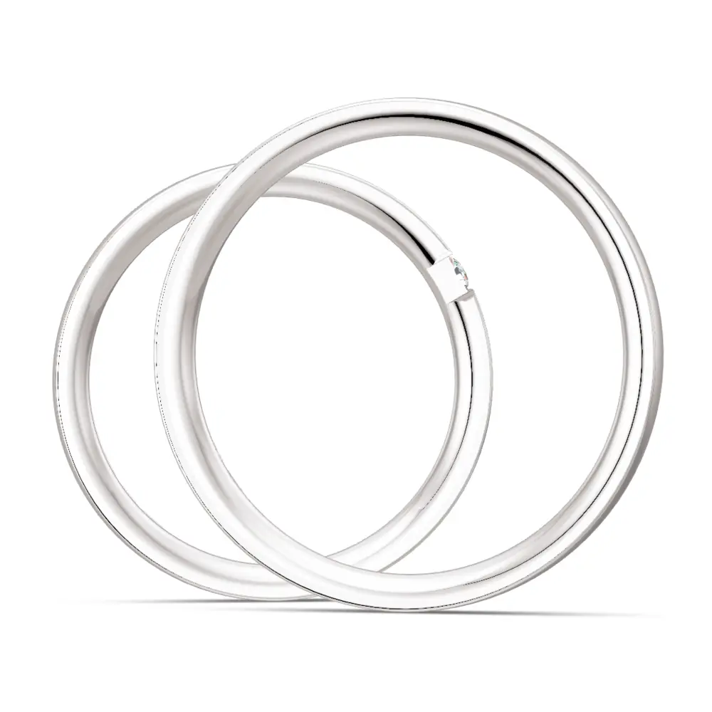 Sehr schmale Trauringe aus Silber 925 mit Labor Diamanten und Polierung seitlich