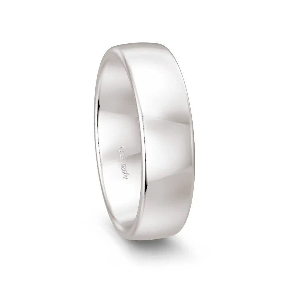 Breiter Silber 925 Ehering mit polierter Oberfläche