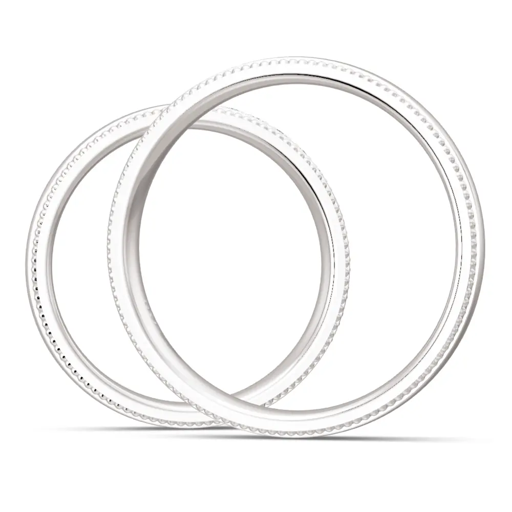 925er Silber Trauringe mit Millgriff Design und 12 Labor Diamanten seitlich