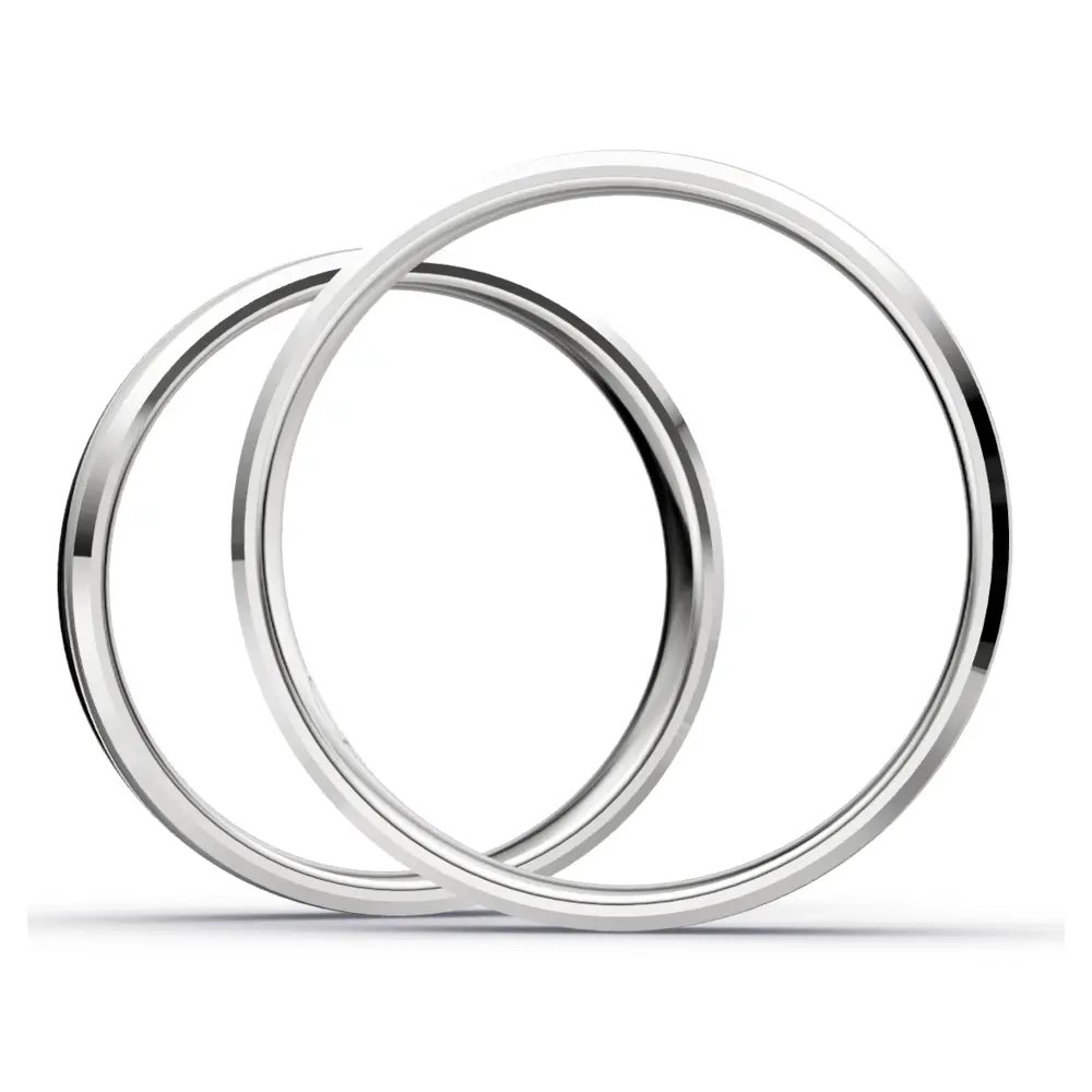 Schmale Silber 925 Eheringe mit Diamanten in geschwungener Rille seitlich