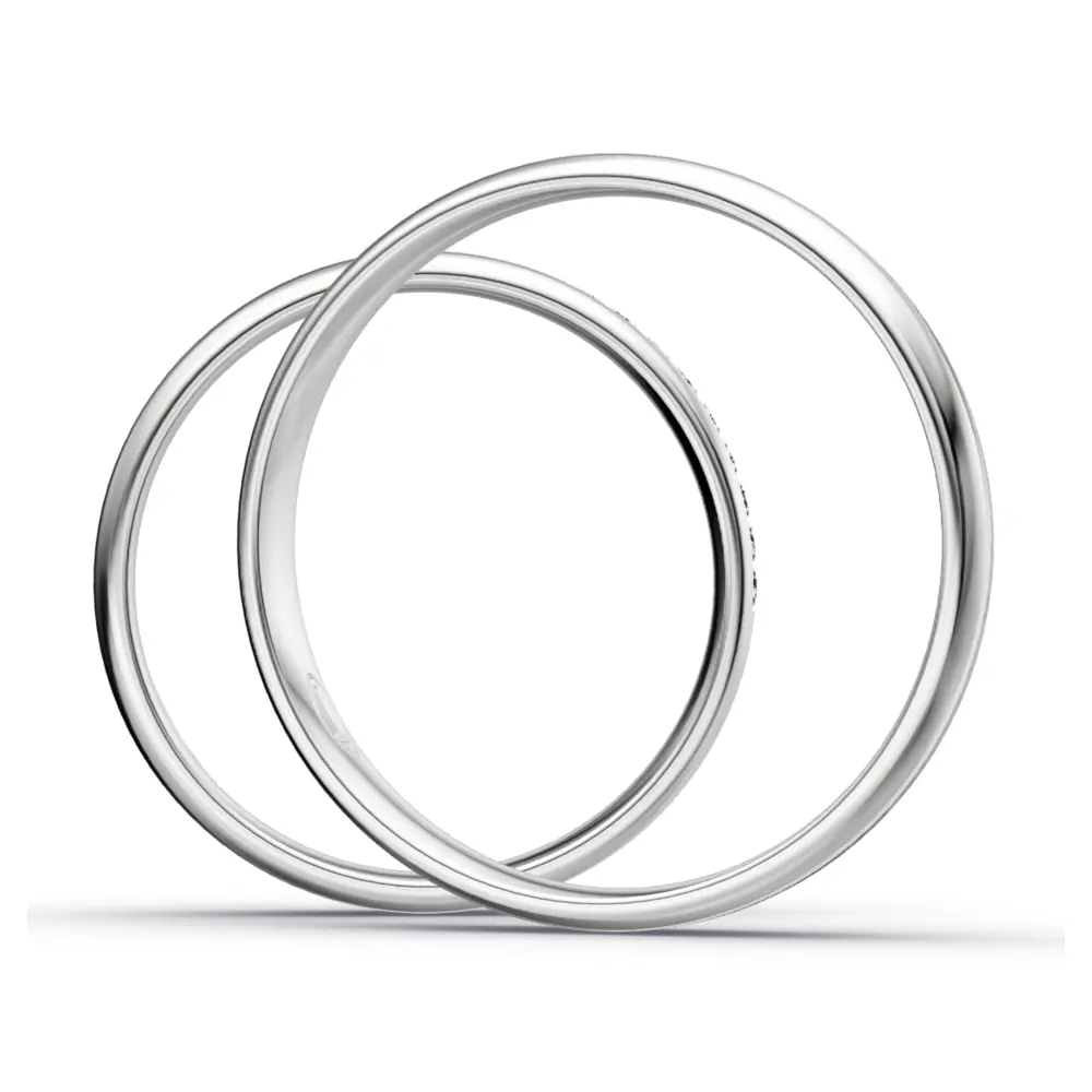 Halb polierte halb eismatte Silber 925 Eheringe mit 9 Diamanten seitlich