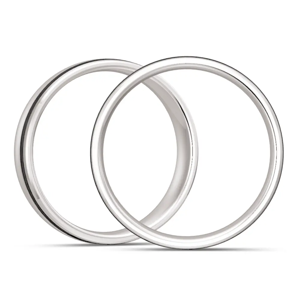 Bicolore polierte Silber 925er Trauringe mit Carbon und 2 Labor Diamanten seitlich