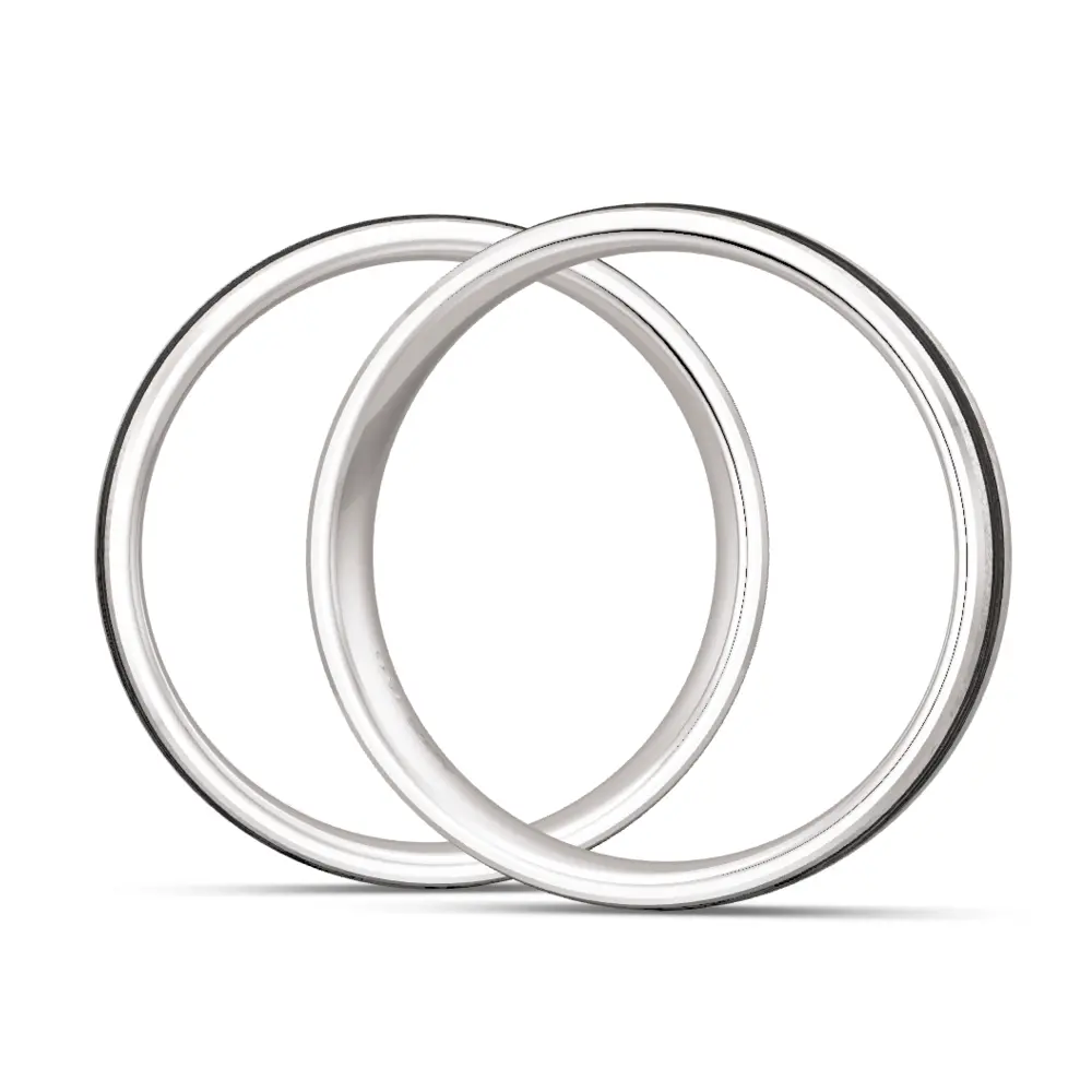 Silber 925er Trauringe mit 5 Labor Diamanten und Eismattierung seitlich