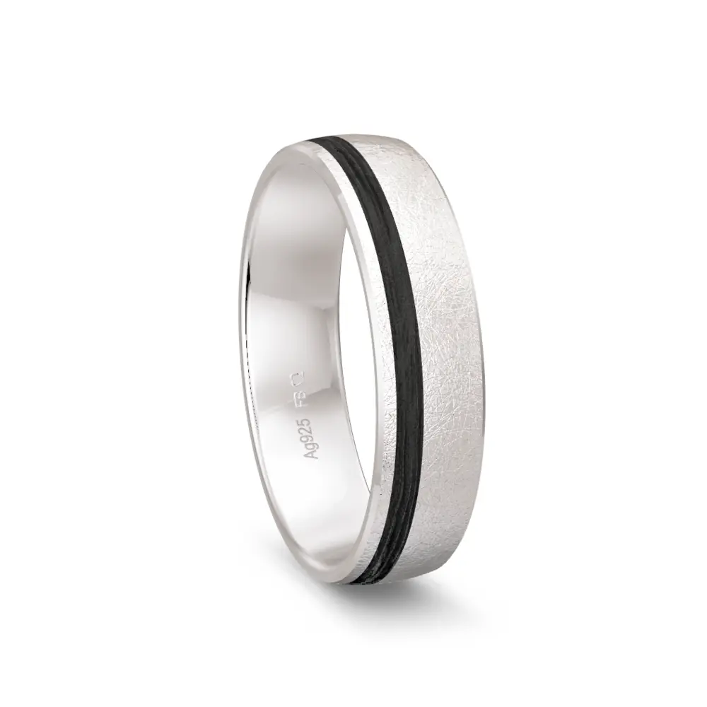 Silber 925er Trauring mit 5 Eismattierung