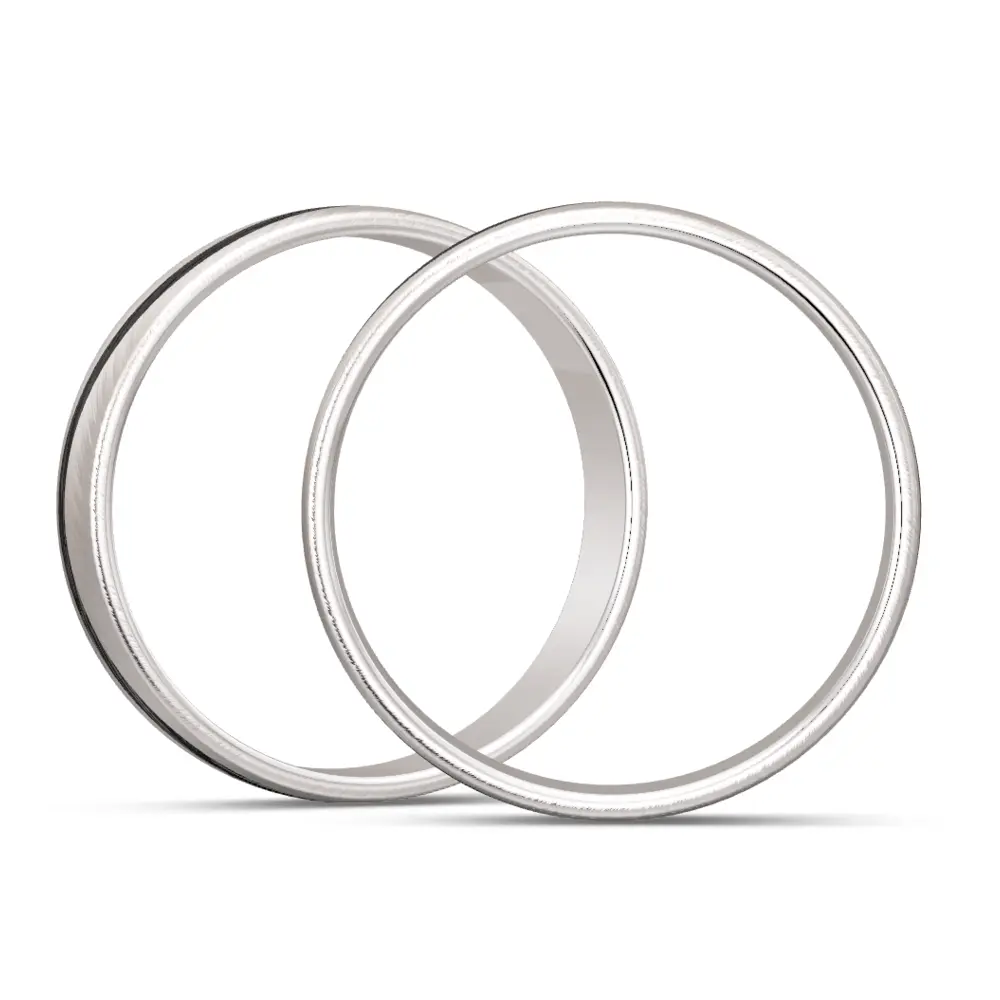 quermatte 925er Trauringe mit welligem Carbonstreifen seitlich