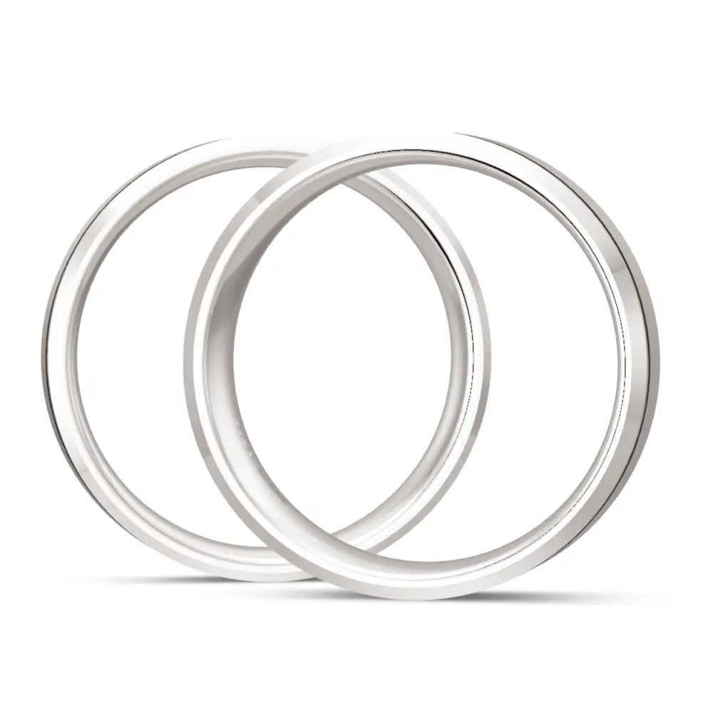 Silber 925er und Carbon Trauringe mit Labor-Diamanten in zwei Breiten seitlich