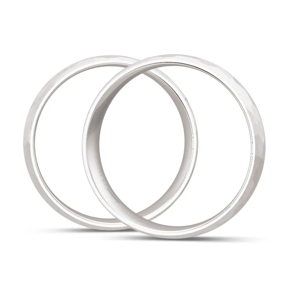 Breite markante 925er Silber Trauringe mit 4 Labor-Diamanten seitlich