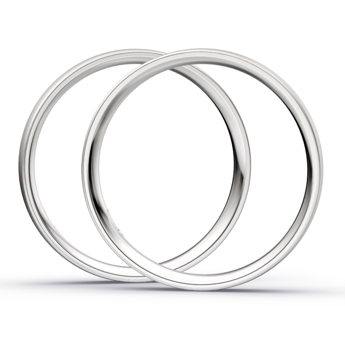 Schmale Silber 925 Eheringe mit längsmatter Oberfläche und Diamant in Seitenansicht