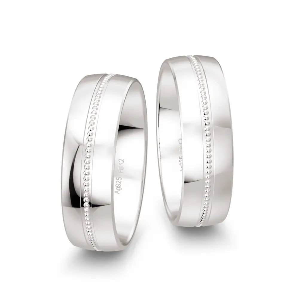 Breite 925er Silber Trauringe mit Polierung und Millgriff