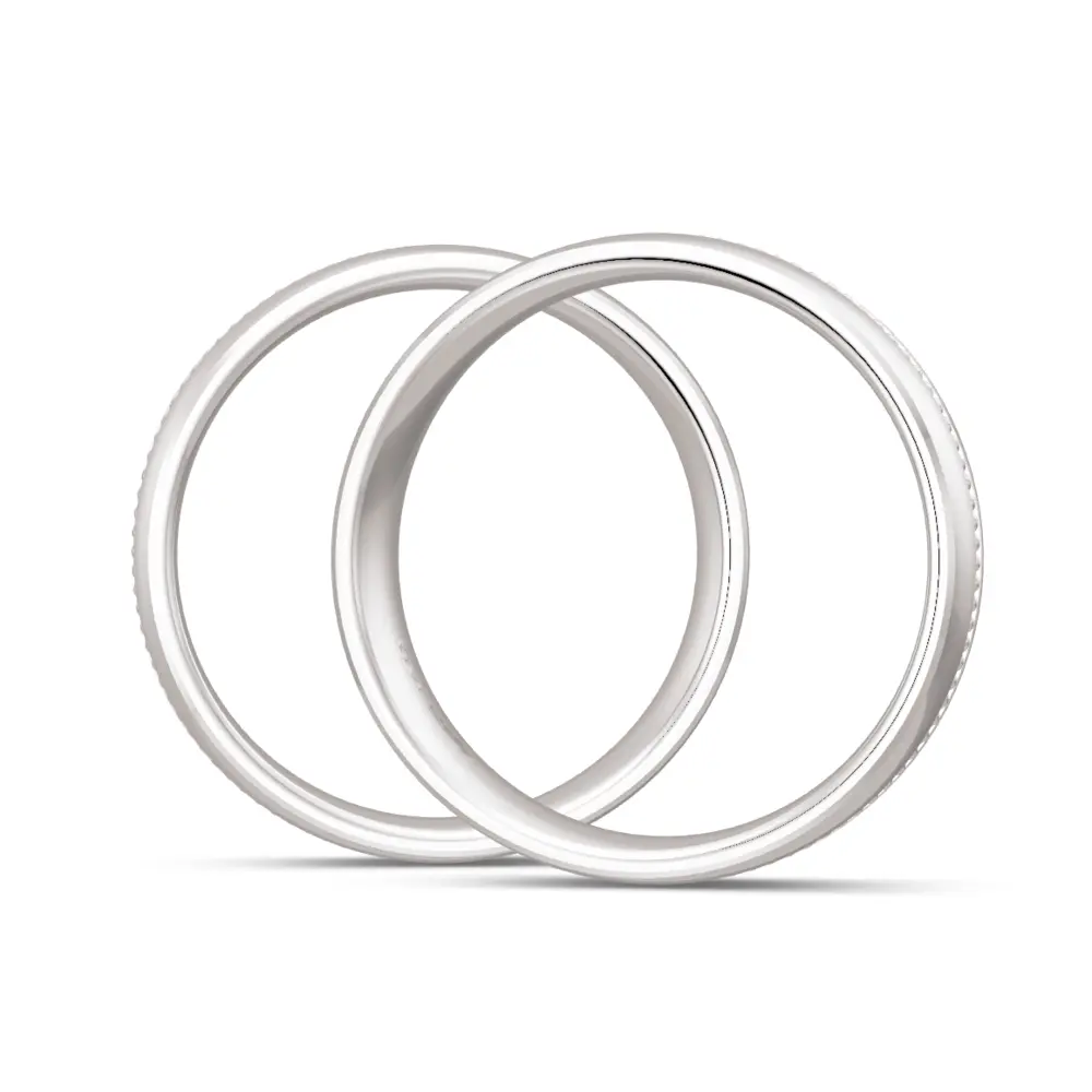 Breite 925er Silber Trauringe mit Polierung und Millgriff seitlich