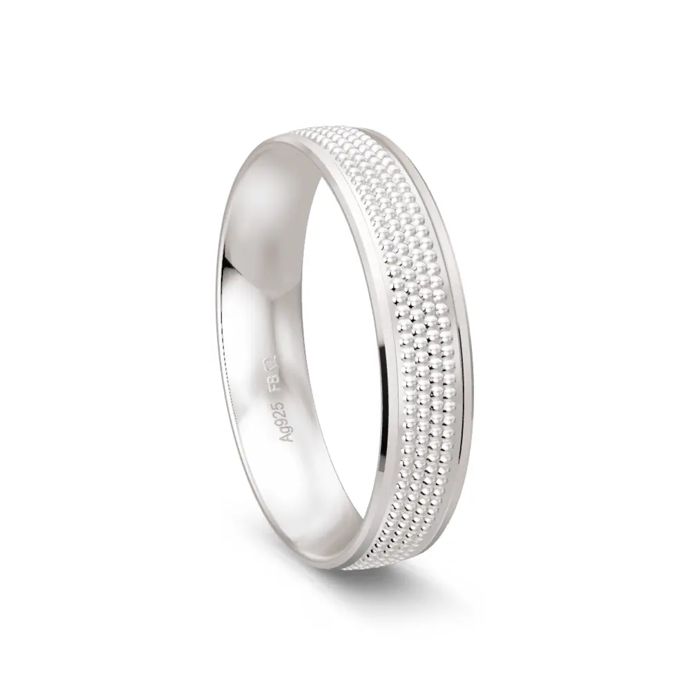 Sandmatter 925er Silber Trauring mit Millgriff