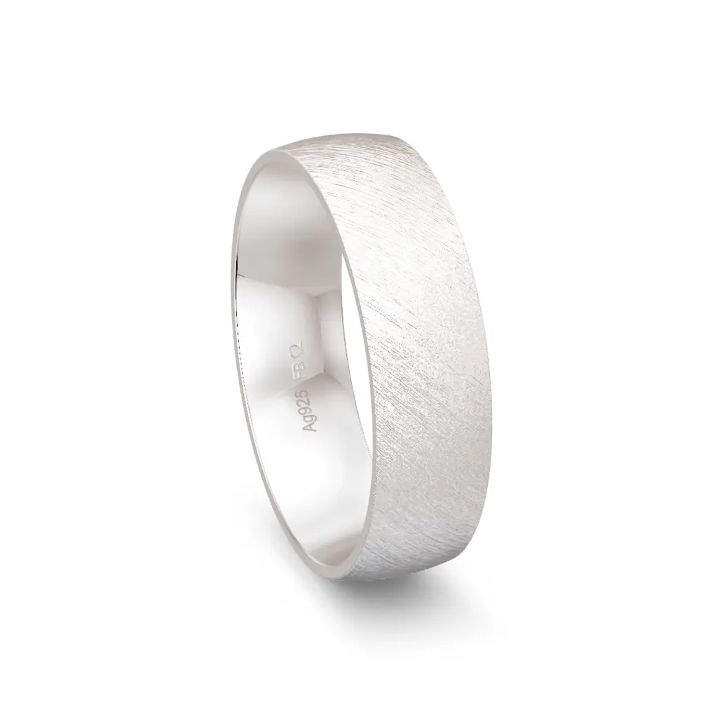 Breite 925er Silber Trauring mit Quermattierung