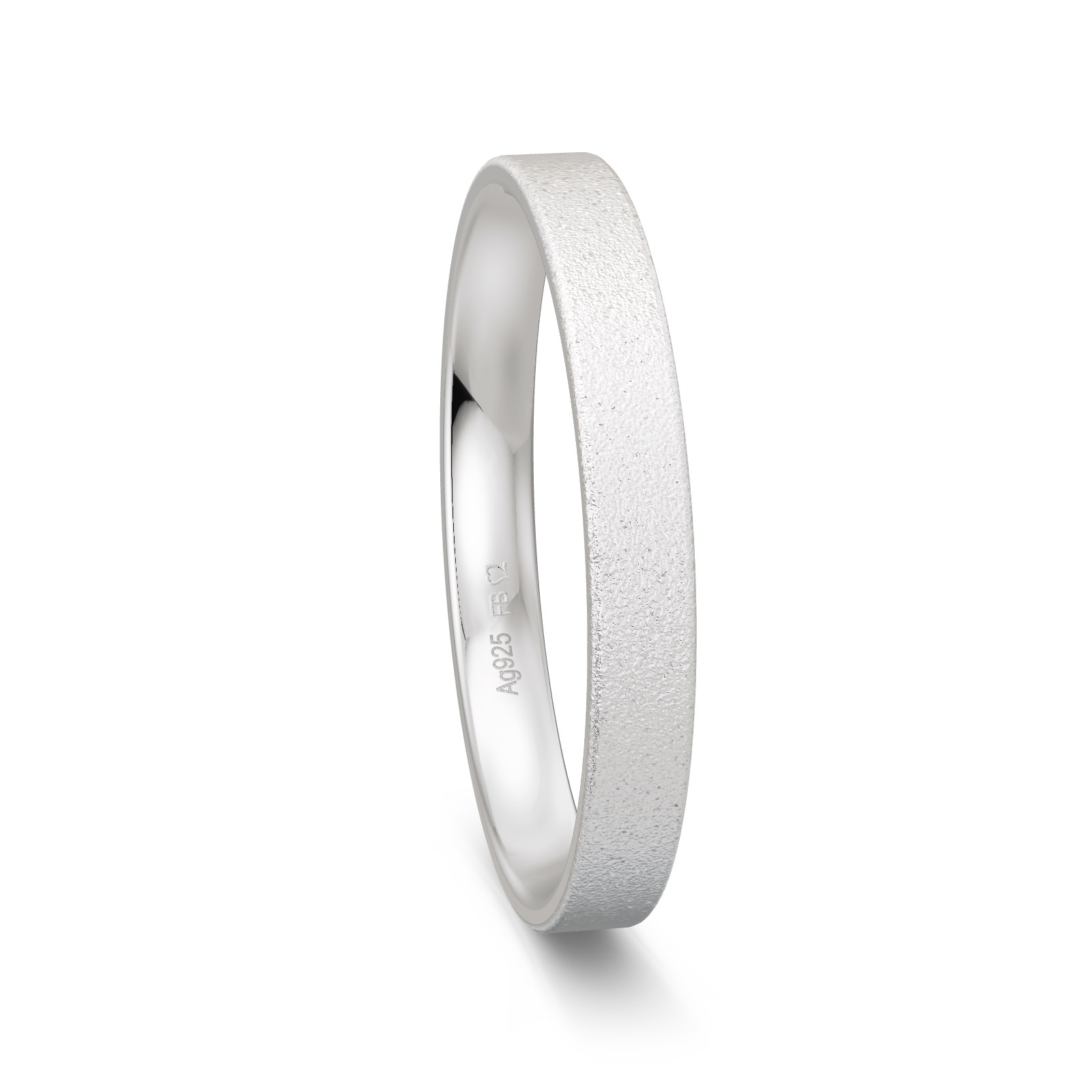 Sandmattierter Ehering aus Silber 925