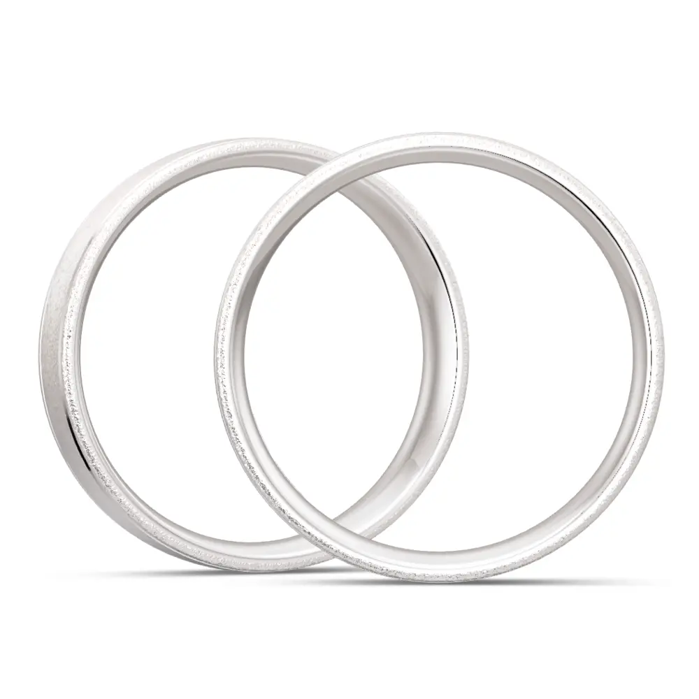 925er Silber Trauringe in Sandmattierung mit 5 Labor-Diamanten seitlich