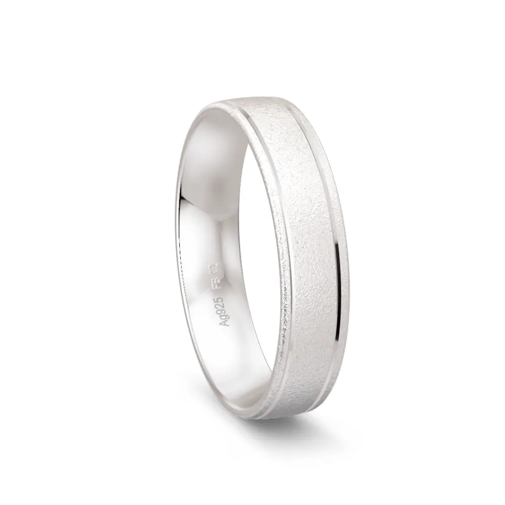 925er Silber Trauring in Sandmattierung