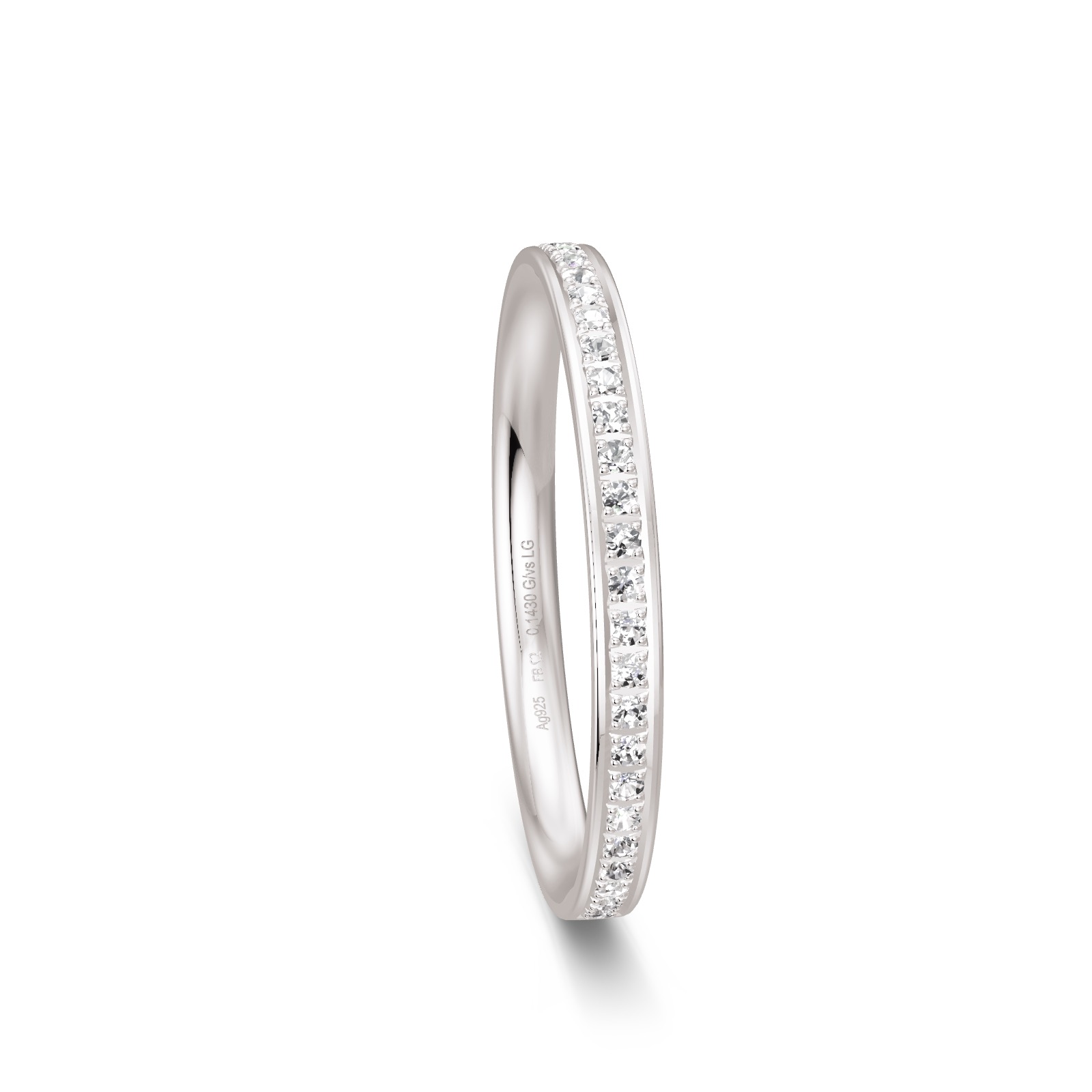Ehering aus Silber 925 mit 26 Diamanten und Polierung