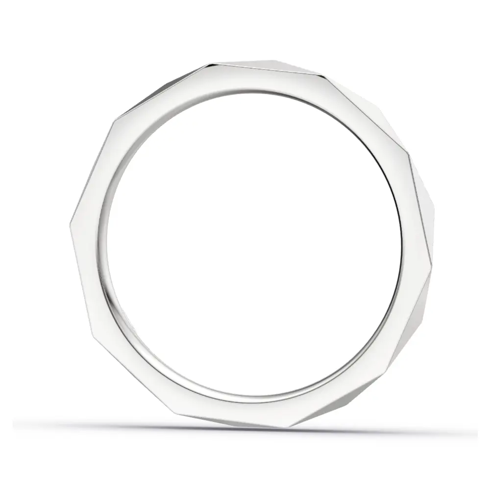 Schmaler Silber 925 Ehering mit geometrischem Design seitlich