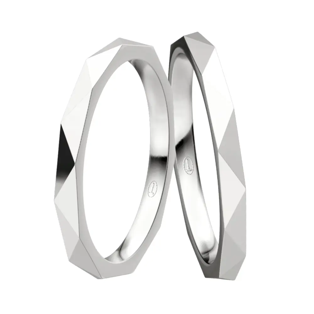 Schmale Silber 925 Eheringe mit geometrischem Design