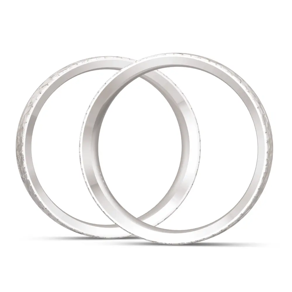 Breite 925er Silber Trauringe mit Strukturierung und Labor-Diamanten seitlich