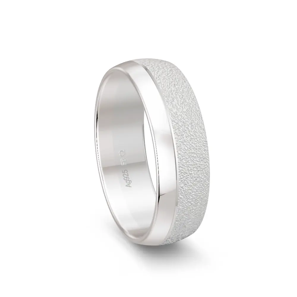 925er Silber Trauring in Strukturierung und Polierung