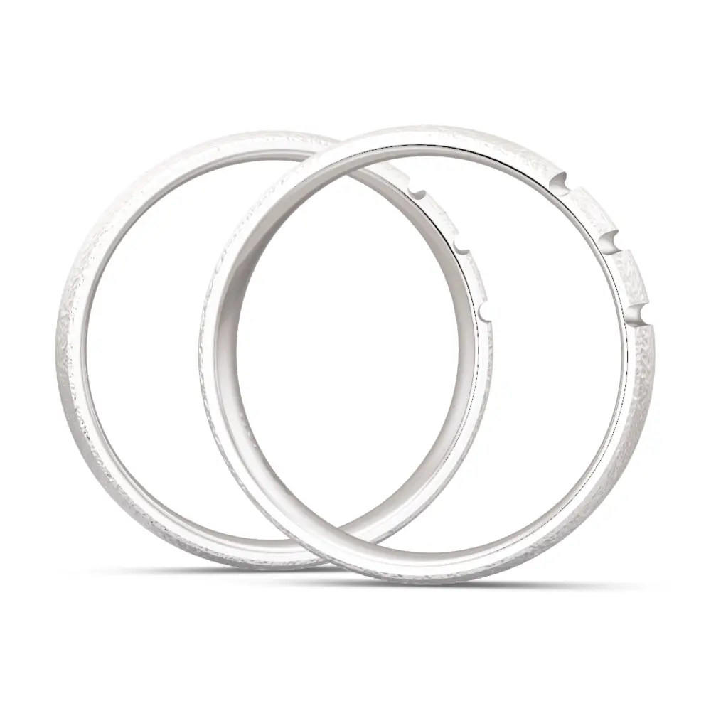 925er Silber Trauringe mit polierter Strukturierung und 2 Labor-Diamanten seitlich