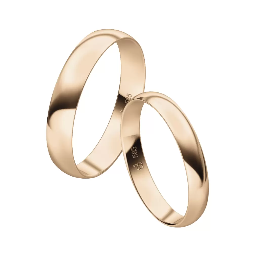 Polierte Eheringe aus Sommergold in 3 und 4 mm Breite
