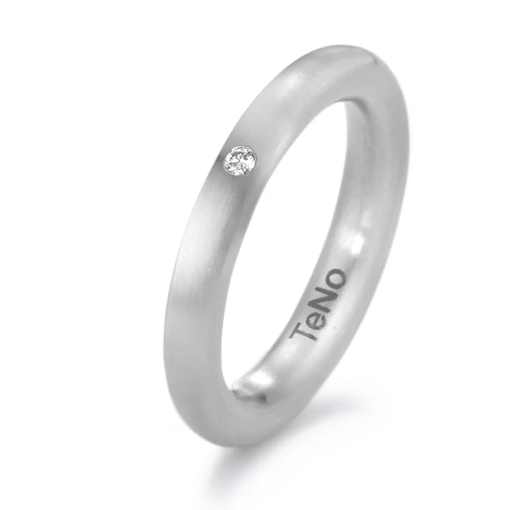 Edelstahl Ehering in 3,5 mm Breite mit 0,02 Karat Diamanten
